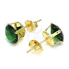 Arete Dormilona 5.128.021.5 Oro Laminado, con Verde Zirconia Cubica, Pulido, Tono Dorado