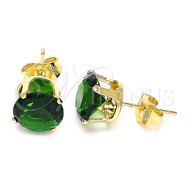 Arete Dormilona 5.128.021.5 Oro Laminado, con Verde Zirconia Cubica, Pulido, Tono Dorado