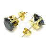 Arete Dormilona 5.128.021.6 Oro Laminado, con Negro Zirconia Cubica, Pulido, Tono Dorado