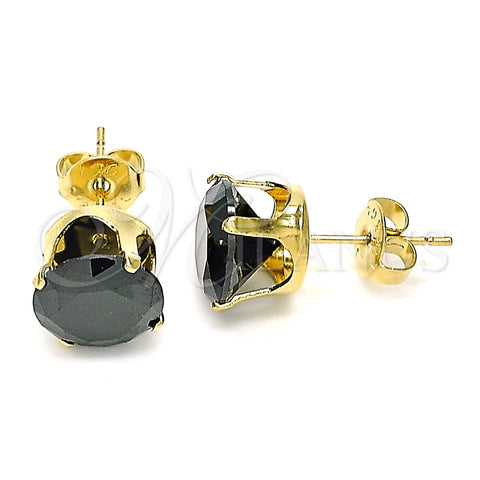 Arete Dormilona 5.128.021.6 Oro Laminado, con Negro Zirconia Cubica, Pulido, Tono Dorado