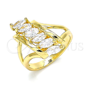 Anillo Multi Piedra 01.283.0024.08 Oro Laminado, con Blanca Zirconia Cubica, Pulido, Tono Dorado (Size 8)