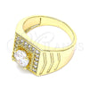 Anillo de Hombre 01.283.0027.11 Oro Laminado, con Blanca Zirconia Cubica, Pulido, Tono Dorado (Size 11)