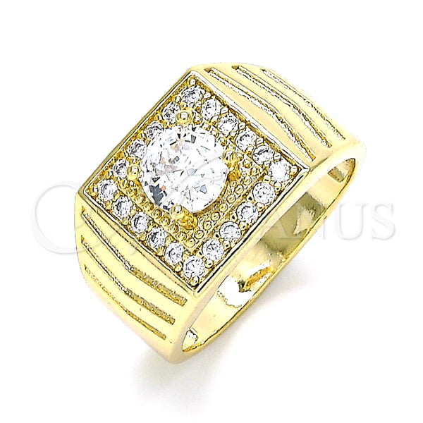 Anillo de Hombre 01.283.0027.11 Oro Laminado, con Blanca Zirconia Cubica, Pulido, Tono Dorado (Size 11)