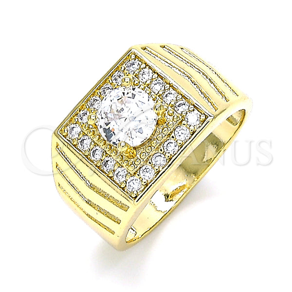 Anillo de Hombre 01.283.0027.12 Oro Laminado, con Blanca Zirconia Cubica, Pulido, Tono Dorado (Size 12)