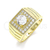 Anillo de Hombre 01.283.0027.12 Oro Laminado, con Blanca Zirconia Cubica, Pulido, Tono Dorado (Size 12)