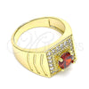 Anillo de Hombre 01.283.0027.1.10 Oro Laminado, con Granate and Blanca Zirconia Cubica, Pulido, Tono Dorado (Size 10)
