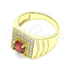 Anillo de Hombre 01.283.0027.1.10 Oro Laminado, con Granate and Blanca Zirconia Cubica, Pulido, Tono Dorado (Size 10)