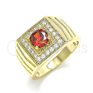 Anillo de Hombre 01.283.0027.1.11 Oro Laminado, con Granate and Blanca Zirconia Cubica, Pulido, Tono Dorado (Size 11)