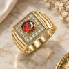 Anillo de Hombre 01.283.0027.1.12 Oro Laminado, con Zirconia Cubica Granate y Blanca, Pulido, Tono Dorado (Tamaño 12)