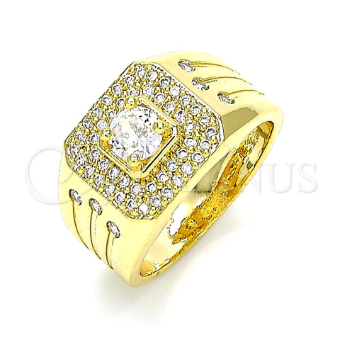 Anillo de Hombre 01.283.0028.11 Oro Laminado, con Blanca Zirconia Cubica, Pulido, Tono Dorado (Size 11)
