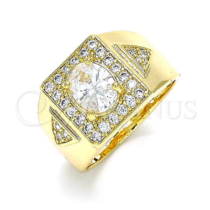 Anillo de Hombre 01.283.0029.12 Oro Laminado, con Blanca Zirconia Cubica, Pulido, Tono Dorado (Size 12)