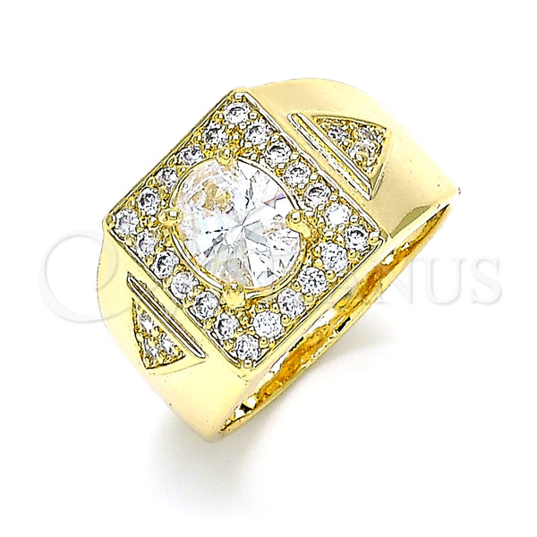 Anillo de Hombre 01.283.0029.12 Oro Laminado, con Blanca Zirconia Cubica, Pulido, Tono Dorado (Size 12)
