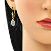 Arete Colgante 02.122.0115.8 Oro Laminado, con Topacio Azul and Blanca Cristal, Pulido, Tono Dorado