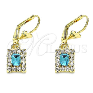 Arete Colgante 02.122.0117.8 Oro Laminado, con Topacio Azul and Blanca Cristal, Pulido, Tono Dorado