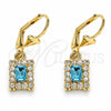 Arete Colgante 02.122.0117.8 Oro Laminado, con Topacio Azul and Blanca Cristal, Pulido, Tono Dorado