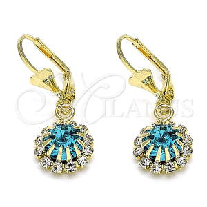 Arete Colgante 02.122.0113.8 Oro Laminado, con Topacio Azul and Blanca Cristal, Pulido, Tono Dorado