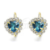 Arete Gancho Frances 02.122.0111.8 Oro Laminado, Diseño de Corazón, con Topacio Azul and Blanca Cristal, Pulido, Tono Dorado