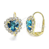 Arete Gancho Frances 02.122.0111.8 Oro Laminado, Diseño de Corazón, con Topacio Azul and Blanca Cristal, Pulido, Tono Dorado