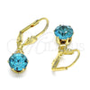 Arete Colgante 02.122.0112.6 Oro Laminado, con Topacio Azul and Blanca Cristal, Pulido, Tono Dorado