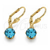 Arete Colgante 02.122.0112.6 Oro Laminado, con Topacio Azul and Blanca Cristal, Pulido, Tono Dorado