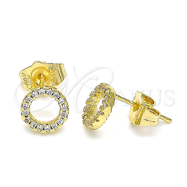Arete Dormilona 02.156.0595 Oro Laminado, con Blanca Micro Pave, Pulido, Tono Dorado