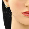 Arete Dormilona 02.156.0596 Oro Laminado, Diseño de Ojo Griego, con Zafiro Azul Zirconia Cubica and Blanca Micro Pave, Pulido, Tono Dorado