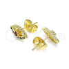 Arete Dormilona 02.156.0597 Oro Laminado, Diseño de Ojo Griego, con Granate Zirconia Cubica and Multicolor Micro Pave, Pulido, Tono Dorado