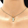 Juego de Arete y Dije de Adulto 10.156.0392 Oro Laminado, Diseño de Búho, con Rubi Zirconia Cubica and Blanca Micro Pave, Pulido, Tono Dorado