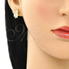 Juego de Arete y Dije de Adulto 10.156.0392 Oro Laminado, Diseño de Búho, con Rubi Zirconia Cubica and Blanca Micro Pave, Pulido, Tono Dorado