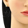 Arete Dormilona 02.156.0604 Oro Laminado, Diseño de Mano de Dios, con Blanca Micro Pave, Pulido, Tono Dorado