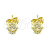 Arete Dormilona 02.156.0604 Oro Laminado, Diseño de Mano de Dios, con Blanca Micro Pave, Pulido, Tono Dorado