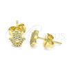 Arete Dormilona 02.156.0604 Oro Laminado, Diseño de Judaica y Mano de Dios, con Micro Pave Blanca, Pulido, Tono Dorado