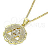 Collares con Dije 04.341.0065.1.20 Oro Laminado, Diseño de Mano de Dios, con Blanca Micro Pave, Pulido, Tono Dorado (02 MM Thickness, 20 Inches Length)