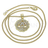 Collares con Dije 04.341.0065.1.20 Oro Laminado, Diseño de Mano de Dios, con Blanca Micro Pave, Pulido, Tono Dorado (02 MM Thickness, 20 Inches Length)