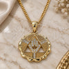 Collares con Dije 04.341.0065.1.20 Oro Laminado, Diseño de Mano de Dios y Judaica, con Micro Pave Blanca, Pulido, Tono Dorado (Grosor 02 MM, 20 Pulgadas de Largo)