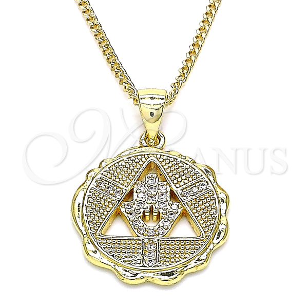 Collares con Dije 04.341.0065.1.20 Oro Laminado, Diseño de Mano de Dios, con Blanca Micro Pave, Pulido, Tono Dorado (02 MM Thickness, 20 Inches Length)