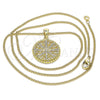 Collares con Dije 04.341.0064.1.20 Oro Laminado, Diseño de Ojo Griego, con Blanca Micro Pave, Pulido, Tono Dorado (02 MM Thickness, 20 Inches Length)
