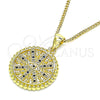 Collares con Dije 04.341.0064.2.20 Oro Laminado, Diseño de Ojo Griego, con Zafiro Azul and Blanca Micro Pave, Pulido, Tono Dorado (02 MM Thickness, 20 Inches Length)