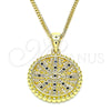 Collares con Dije 04.341.0064.2.20 Oro Laminado, Diseño de Ojo Griego, con Zafiro Azul and Blanca Micro Pave, Pulido, Tono Dorado (02 MM Thickness, 20 Inches Length)