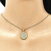 Juego de Arete y Dije de Adulto 10.156.0397.1 Oro Laminado, Diseño de Ojo Griego, con Multicolor Micro Pave, Pulido, Tono Dorado