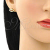Juego de Arete y Dije de Adulto 10.156.0397.1 Oro Laminado, Diseño de Ojo Griego, con Multicolor Micro Pave, Pulido, Tono Dorado