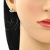 Juego de Arete y Dije de Adulto 10.156.0397.2 Oro Laminado, Diseño de Ojo Griego, con Zafiro Azul and Blanca Micro Pave, Pulido, Tono Dorado