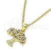 Collares con Dije 04.156.0427.20 Oro Laminado, Diseño de Ãrbol, con Multicolor Micro Pave, Pulido, Tono Dorado (02 MM Thickness, 20 Inches Length)