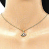 Juego de Arete y Dije de Adulto 10.156.0401 Oro Laminado, Diseño de Ojo Griego, con Blanca Zirconia Cubica and Multicolor Micro Pave, Pulido, Tono Dorado