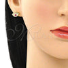 Juego de Arete y Dije de Adulto 10.156.0402 Oro Laminado, Diseño de Ojo Griego, con Rubi Zirconia Cubica, Pulido, Tono Dorado
