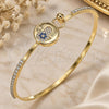 Aro Individual 07.193.0030.04 Oro Laminado, Diseño de Judaica y Mano de Dios, con Micro Pave Zafiro Azul y Blanca, Pulido, Tono Dorado (Grosor 02 MM, Talla 4 (2,25 de Diámetro))