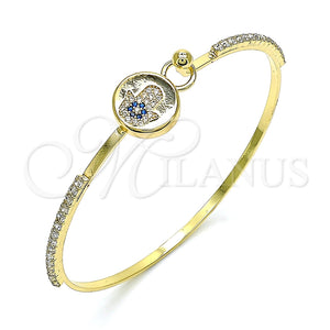 Aro Individual 07.193.0030.04 Oro Laminado, Diseño de Mano de Dios, con Zafiro Azul and Blanca Micro Pave, Pulido, Tono Dorado (02 MM Thickness, Size 4 (2.25 Diameter))