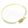 Aro Individual 07.193.0031.04 Oro Laminado, Diseño de Ojo Griego, con Blanca Micro Pave and Blanca Cristal, Pulido, Tono Dorado (02 MM Thickness, Size 4 (2.25 Diameter))