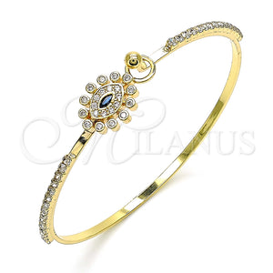 Aro Individual 07.193.0031.04 Oro Laminado, Diseño de Ojo Griego, con Blanca Micro Pave and Blanca Cristal, Pulido, Tono Dorado (02 MM Thickness, Size 4 (2.25 Diameter))