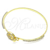 Aro Individual 07.193.0032.04 Oro Laminado, Diseño de Tortuga, con Blanca Micro Pave and Blanca Cristal, Pulido, Tono Dorado (02 MM Thickness, Size 4 (2.25 Diameter))